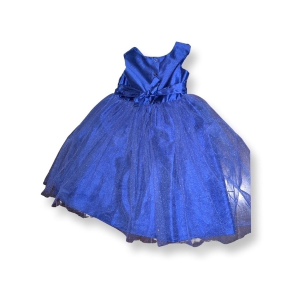 Marmellata dress blue girls size 5 sparkly shiffon like 100% polyester with bow - Picture 6 of 10